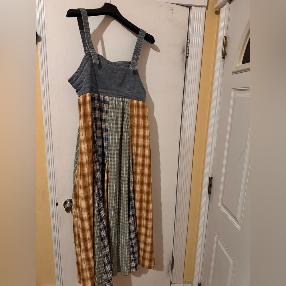 Impressions Denim and Plaid Dress NWT